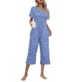 thumbnail image 1 of Ekouaer Women's Pajamas Set Short Sleeve Top With Capri Pants Pjs Lounge & Sleepwear Set, 1 of 3