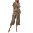 thumbnail image 1 of Ekouaer Women's Pajamas Set Short Sleeve Top With Capri Pants Pjs Lounge & Sleepwear Set, 1 of 4