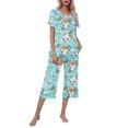 thumbnail image 1 of Ekouaer Women's Pajamas Set Short Sleeve Top With Capri Pants Pjs Lounge & Sleepwear Set, 1 of 4