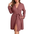 thumbnail image 1 of Ekouaer Women's Plus Size Robe Waffle Knit Bathrobe Short Lightweight Kimono Robes with Pockets Maternity Robe, 1 of 6