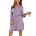 thumbnail image 1 of Ekouaer Women‘s Robes Lightweight 3/4 Sleeve Short Knit Bathrobe Soft Knee Length Sleepwear Robes with Pockets, 1 of 6