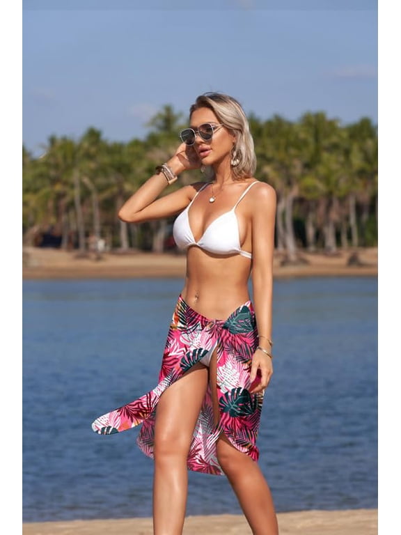 Women's Sarongs Short Sheer Bikini Skirt Wrap Beach Pareo Chiffon Swimsuit Cover Up