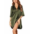 thumbnail image 1 of Ekouaer Women's Satin Nightshirt Button Down Sleepshirt Silk 3/4 Sleeve Nightgown Boyfriend Notch Collar Sleepwear, 1 of 6
