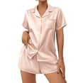 thumbnail image 1 of Ekouaer Women's Satin Pajamas Set 6 piece Silky Sleepwear Buttton Down Short Sleeves Top and Shorts Pj Set, 1 of 6