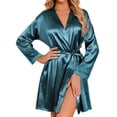 thumbnail image 1 of Ekouaer Women's Satin Robes Long Sleeve Silk Robe Bride Bridesmaid Robes Bridal Robes Soft Kimono Bathrobe, 1 of 6