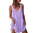 thumbnail image 1 of Ekouaer Women's Satin Silk Nightgown V Neck Sexy Nightdress Tank Sleeveless Sleepshirt Lace Sleep Dress Nightwear, 1 of 6