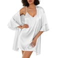 thumbnail image 1 of Ekouaer Womens Silk Robe Set 2-Piece Satin Bathrobe V-neck Bridal Party Robe, 1 of 5