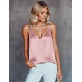 thumbnail image 1 of Ekouaer Women's Silk Satin Camisole Tank Tops V Neck Sleeveless Spaghetti Straps Blouse Casual Racerback Shirt, 1 of 4