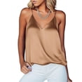 thumbnail image 1 of Ekouaer Women's Silk Satin Camisole Tank Tops V Neck Sleeveless Spaghetti Straps Blouse Casual Racerback Shirt, 1 of 6