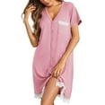 thumbnail image 1 of Ekouaer Women's Sleep Dress Short Sleeve Sleepwear Comfy Button Down Sleepshirt with Chest Pocket, 1 of 7