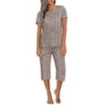 thumbnail image 1 of Ekouaer Women's Sleepwear Capri Pajama Sets Short Sleeve Two-Piece Pjs V Neck Tops & Capri Pants with Pockets, 1 of 7