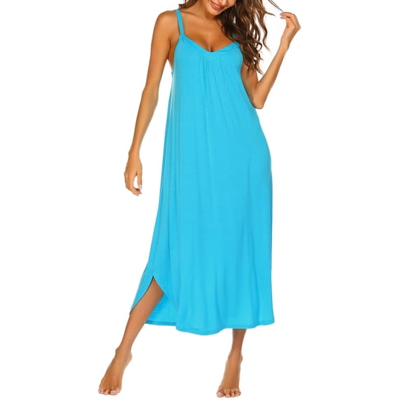Ekouaer Women's Sleeveless Nightgown Sleeveless Sleepshirt Casual Maxi Loungewear
