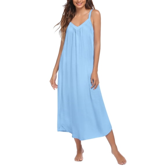 Ekouaer Women's Sleeveless Nightgown Sleeveless Sleepshirt Casual Maxi Loungewear