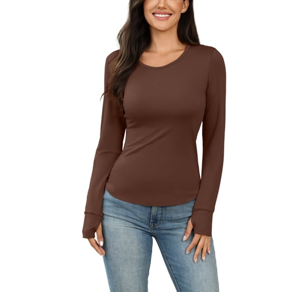 Ekouaer Womens Thermal Long Sleeve Crewneck Top Soft Waffle Knit Base Layer, Everyday Comfort Thermal Shirt