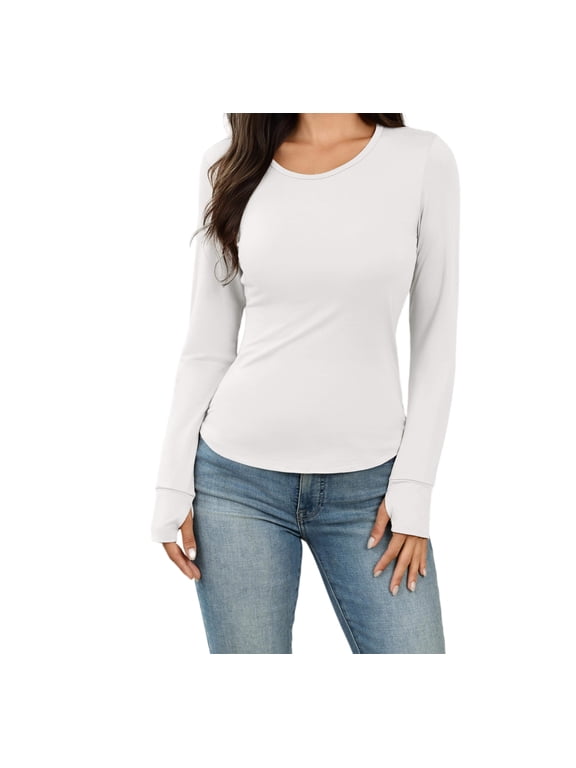 Womens Thermal Long Sleeve Crewneck Top Soft Base Layer Everyday Comfort Thermal Shirt