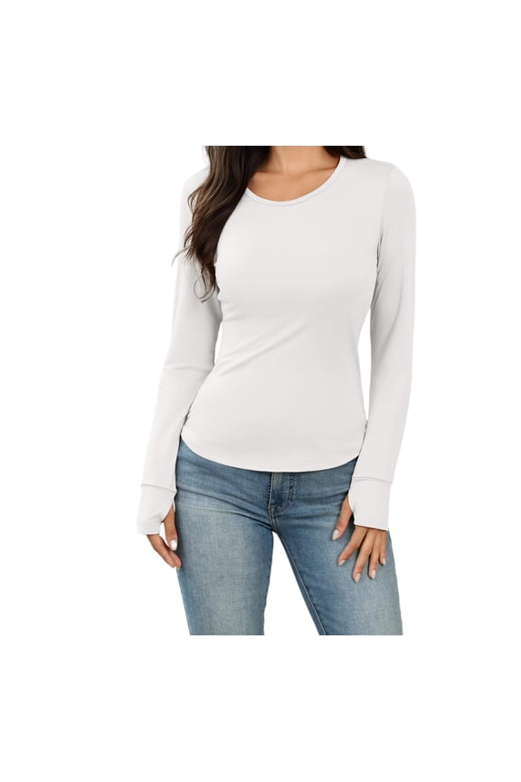 Womens Thermal Long Sleeve Crewneck Top Soft Base Layer Everyday Comfort Thermal Shirt