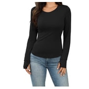 Ekouaer Womens Thermal Long Sleeve Crewneck Top Soft Base Layer Everyday Comfort Thermal Shirt