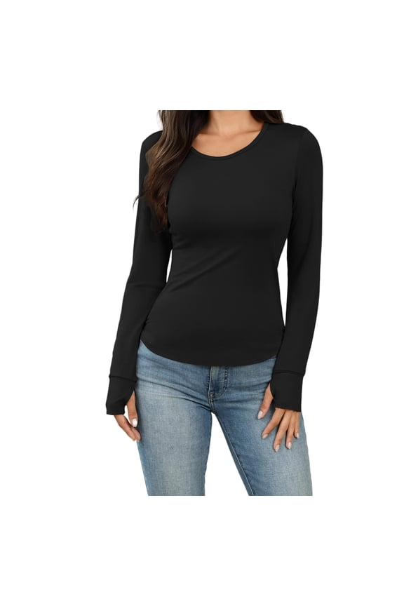 Womens Thermal Long Sleeve Crewneck Top Soft Base Layer Everyday Comfort Thermal Shirt