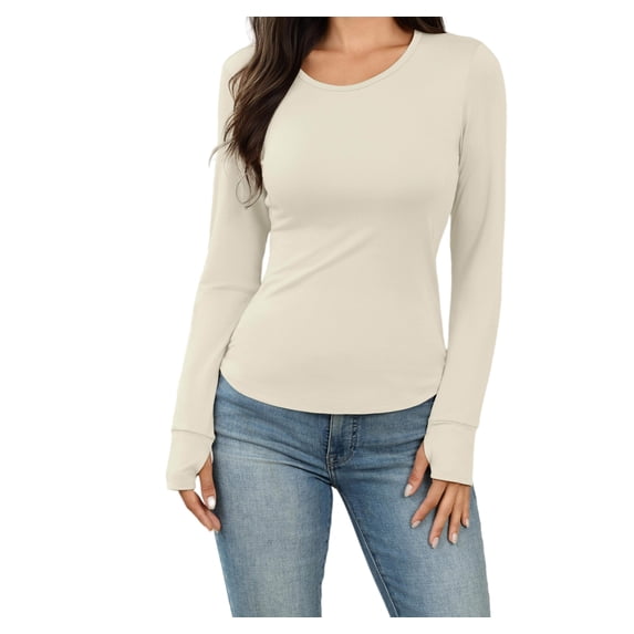 Ekouaer Womens Thermal Long Sleeve Crewneck Top Soft Waffle Knit Base Layer, Everyday Comfort Thermal Shirt