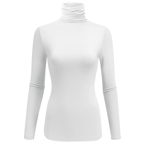 Ekouaer Women's Turtleneck Long Sleeve Shirts Slim Fit Thermal Underwear Tops Lightweight Tees
