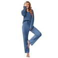 thumbnail image 1 of Ekouaer Women's Waffle Knit Pajama Sets Comfy Long Sleeve Lounge Sets 2 Piece Matching Pj Sets with Pockets, 1 of 6