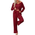thumbnail image 1 of Ekouaer Womens Waffle Knit Pajamas Long Sleeve Lounge Set Button Up Pjs Loungewear with Pockets, 1 of 11