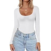 EKOUAER Womens 1 Pack Long Sleeve Shirts Scoop Neck Tops Stretch Fitted Undershirt Lightweight Basic Thermal Tee