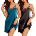 thumbnail image 1 of Ekouaer Women's 2 Pack Satin Nightgown Sexy Lingerie, 1 of 7