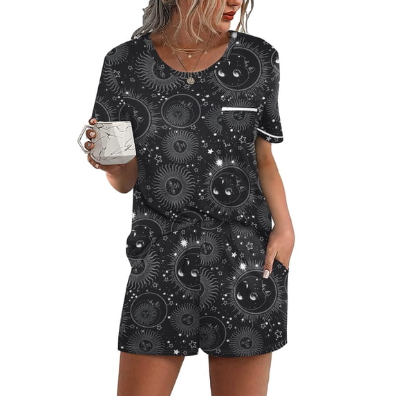 Ekouaer Womens 2-Piece Pajama Set Soft Short Sleeve Lounge Set with Pocket
