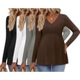 thumbnail image 1 of Ekouaer Womens 4 Packs Maternity Shirts Long Sleeve Pregnancy Tops V Neck Tunic Blouses Clothes, 1 of 6