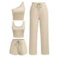 thumbnail image 1 of Ekouaer Womens 4 Piece Lounge Sets Ribbed Knit Crop Tank Top and Shorts Pants Casual Outfits, 1 of 7