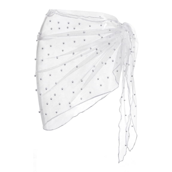 Ekouaer Women's Pearl Cover Up Pearly Beach Wraps Cute Swimsuit Covers Mesh Cover Ups