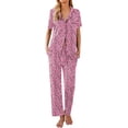 thumbnail image 1 of Ekouaer Womens Button-Down Pajama Set Soft Short Sleeve Sleepwear with Long Pants, 1 of 4
