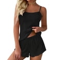 thumbnail image 1 of Ekouaer Womens Cami Pajama Sets 2 Piece Ribbed Knit PJs Soft Lingerie Sleeveless Tank Top and Shorts Camisole Lounge Set, 1 of 6