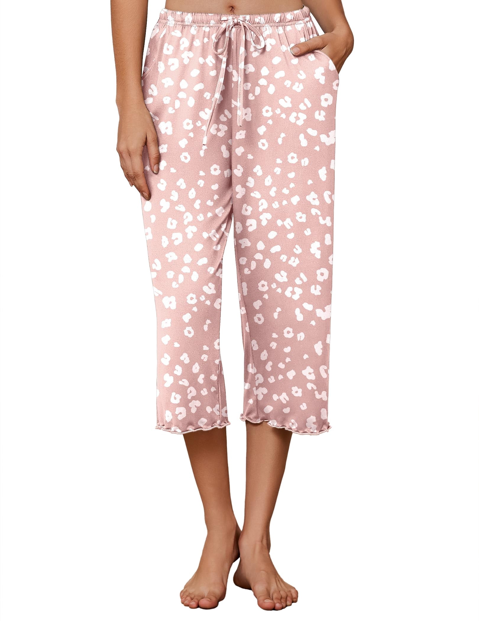 Ekouaer Womens Capri Pajama Pants 2026 Wide Leg Lounge Sleep Pants Soft ...