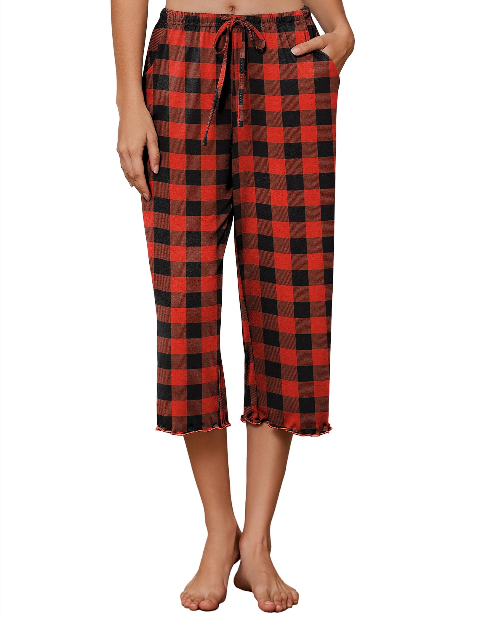Ekouaer Womens Capri Pajama Pants 2026 Wide Leg Lounge Sleep Pants Soft ...
