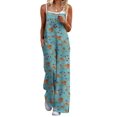 thumbnail image 1 of Ekouaer Womens Causal Sleeveless Jumpsuits Summer Boho Wide Leg Floral Rompers Pink Overalls with Pockets, 1 of 5
