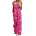 thumbnail image 1 of Ekouaer Womens Causal Sleeveless Jumpsuits Summer Boho Wide Leg Floral Rompers Pink Overalls with Pockets, 1 of 5
