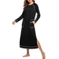 thumbnail image 1 of Ekouaer Women Nightgowns Long Casual Nightdress Long Sleeve Sleepwear with Pocket, 1 of 6