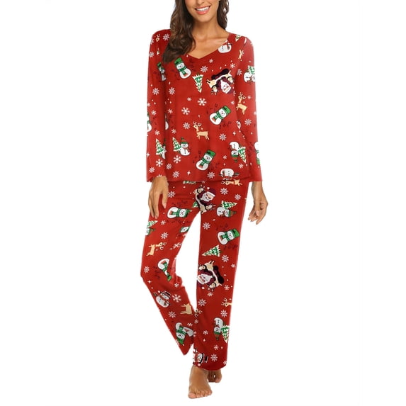 Ekouaer Womens Fall & Winter Pajama Set 2 Piece Long Sleeve Lounge Set Soft and Comfortable PJs with Pants