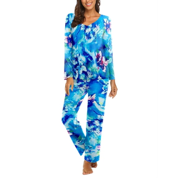 Ekouaer Womens Fall & Winter Pajama Set 2 Piece Long Sleeve Lounge Set Soft and Comfortable PJs with Pants