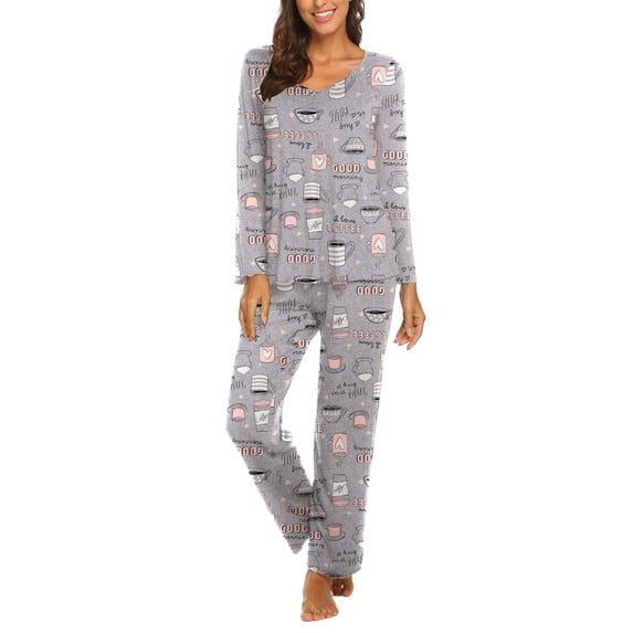 Ekouaer Womens Fall & Winter Pajama Set 2 Piece Long Sleeve Lounge Set Soft and Comfortable PJs with Pants