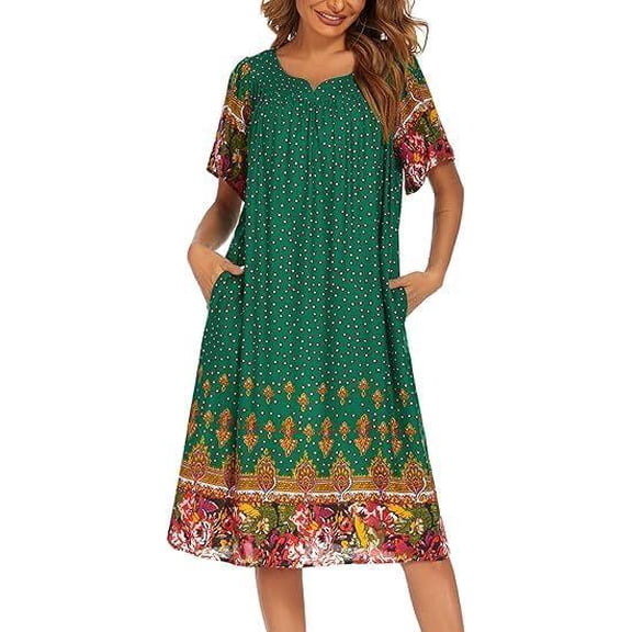 Ekouaer Womens House Dress with Pockets Floral Print Moo Moos Nightgowns Moomoo Dresses Mumus Dress