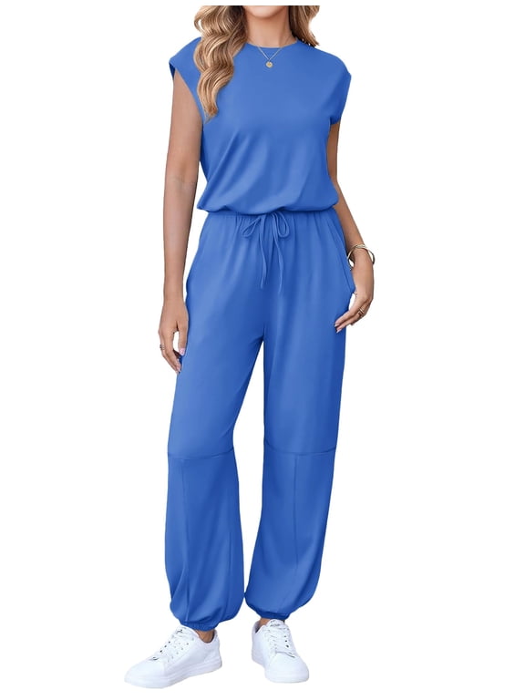 Womens Jumpsuits Casual One Piece Summer Romper Jogger Leg Long Pant Casual Spring Vacation Outfit with Pocket 2026