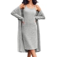 thumbnail image 1 of Ekouaer Womens Knit Robe Set 2 Piece Nightgown with Robes Long Sleeves Lounge Sets with Pockets, 1 of 6