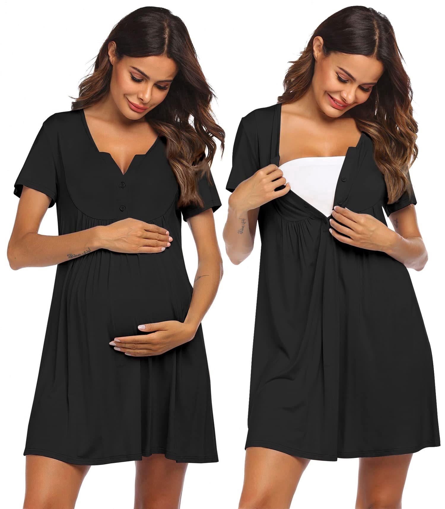 Womens, Labor/Delivery/Maternity/Nursing, Short Breastfeeding Nightgown Nightshirt for Hospital
