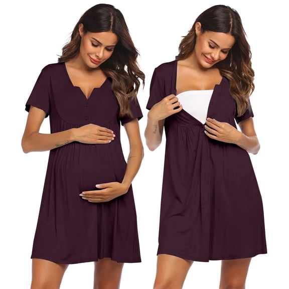Ekouaer Labor and Delivery Gown, Nursing Nightgown, Maternity Nightgowns for Hospital Short Breastfeeding Nightgown