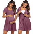 thumbnail image 1 of Ekouaer Womens, Labor/Delivery/Maternity/Nursing, Short Breastfeeding Nightgown Nightshirt for Hospital, 1 of 5