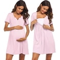 thumbnail image 1 of Ekouaer Womens, Labor/Delivery/Maternity/Nursing, Short Breastfeeding Nightgown Nightshirt for Hospital, 1 of 4
