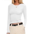 thumbnail image 1 of Ekouaer Womens Long Sleeve Shirts Fitted Tops Stretchy Base Layer Basic Tight Thermal Undershirt, 1 of 6